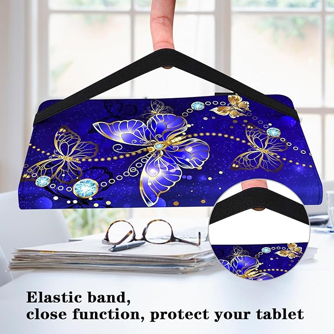 Case for iPad Pro 12.9 2022/2021/2020/2018, PU Leather Tablet Cases Flip Folio Multi-Angle Viewing Stand Protective Cover for iPad Pro 12.9" 6th Gen/5th Gen/4th Gen/3rd Gen - Diamond Butterfly