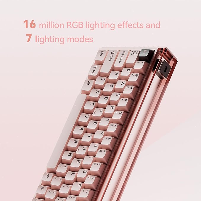 MelGeek MADE68 Pro Wired Gaming Keyboard, Magnetic Keyboard with Hall Effect, 65% Compact Rapid Trigger, Hot-Swappable, RGB Snap Tap & Adjustable Actuation, Online HIVE Custom (Pink)