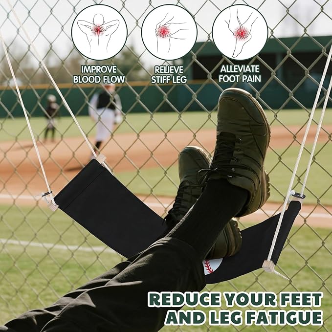 Gerrii Baseball Hanging Footrest Board Portable Foot Rest Baseball Mom Must Haves Black Canvas Pad with Metal Spring Clips Portable Step Pad for Dugout or Outdoor Field Fence