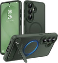 Magnetic for Samsung Galaxy S26 Case, [Compatible with MagSafe][Full Camera Protection][Built-in Invisible Kickstand] Translucent Matte Phone Case for S26 6.3" - Green