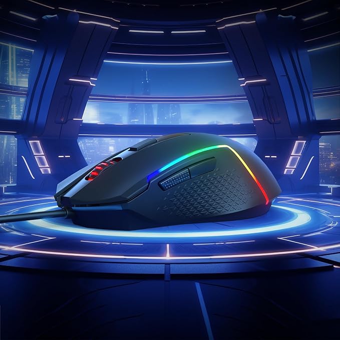Redragon M616 RGB Gaming Mouse, 10000 DPI Wired Optical Mouse with 6 Programmable Buttons & 8 Backlit Modes, Software Supports DIY Keybinds