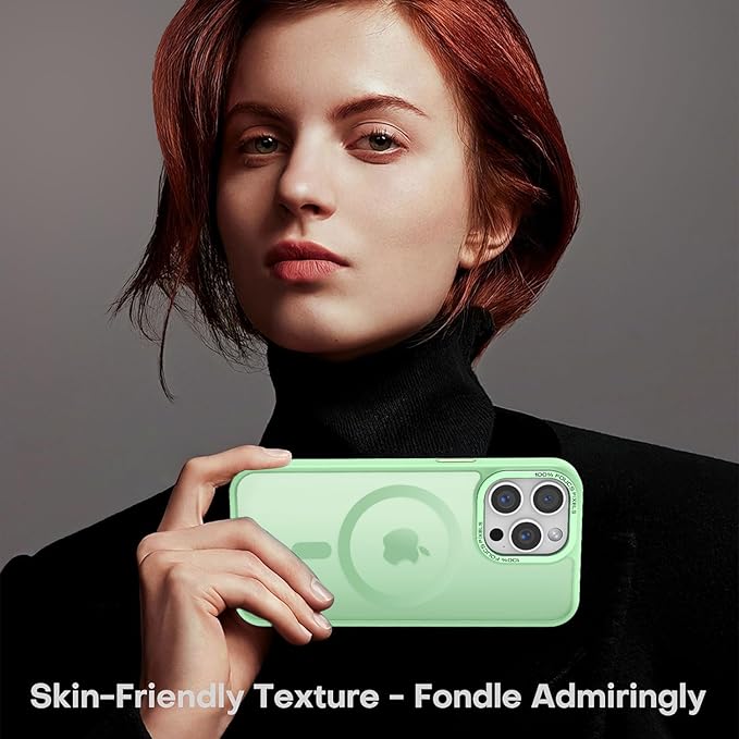 Newfuture Magnetic for iPhone 15 Pro Case [Compatible with Magsafe] [Military Grade Drop Protection] Translucent Matte Anti-Fingerprint Shockproof Phone Case for iPhone 15 Pro 6.1 inch, Matcha Green
