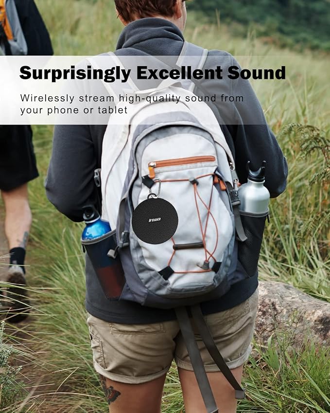 Inwa Bluetooth Bicycle Speakers with TF Card Mode, Waterproof Wireless Portable Traveling Bike Speaker, Built in Mic for Bicycle Riding, Showering, Hiking, Pool, Beach, Golfing(Black)