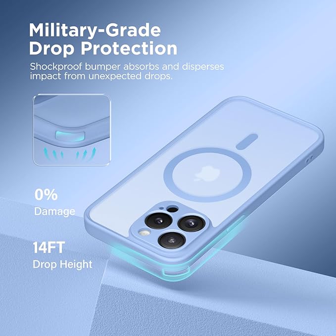 CAPRARO Magnetic for iPhone 13 Pro Case, [Compatible with MagSafe] [Full Camera Protection] Shockproof Protective Slim Translucent Matte Phone Case for iPhone 13 Pro 6.1'', Snow Purple