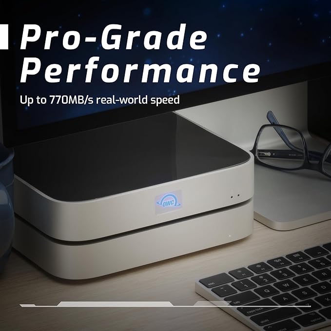 OWC 20TB (20.0TB HDD 7200 RPM Drive) miniStack STX, Upgradeable,Stackable Expansion Solution and Thunderbolt Hub/Mini Dock for Mac Studio, Mac mini and Other Devices. Silver