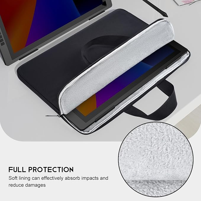 Drawing Tablet Sleeve Case for XPPen Artist13.3 Pro V2/ Artist Pro 14/ Artist12 11.6 Inch, HUION Kamvas Pro 13, Travel Shockproof Padded Bag, Black