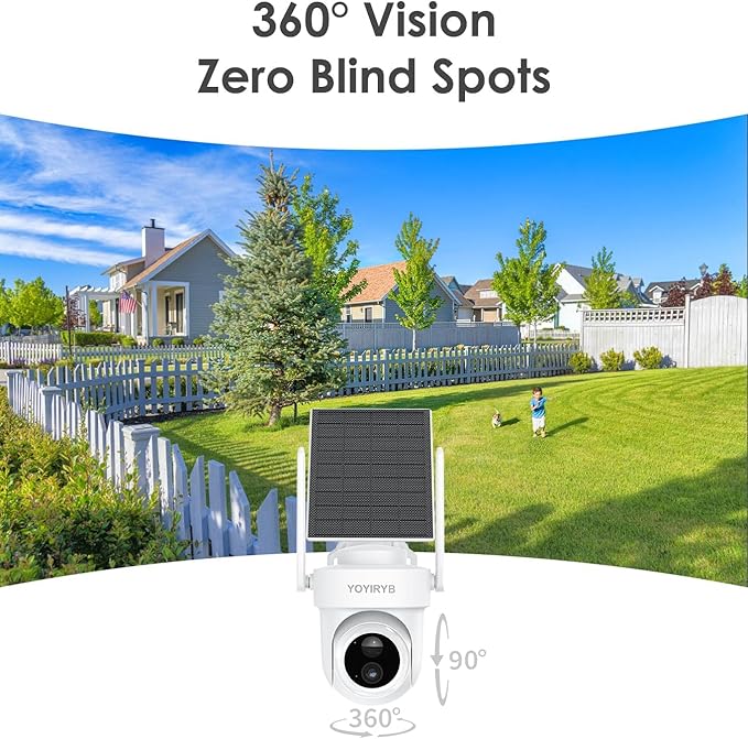 Security Cameras Wireless Outdoor, No Subscription, 4K Solar-Powered Home Security Cameras System with 360° Pan & Tilt, Color Night Vision, Auto Tracking, Easy Setup, 5G & 2.4G WiFi, 2 Cam-Kit