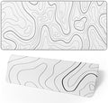 White Extended Gaming Mouse Pad - 31.5 x 11.8 Inch Black and White Topographic Mouse Pad with Anti-Slip Rubber Base for Home Office