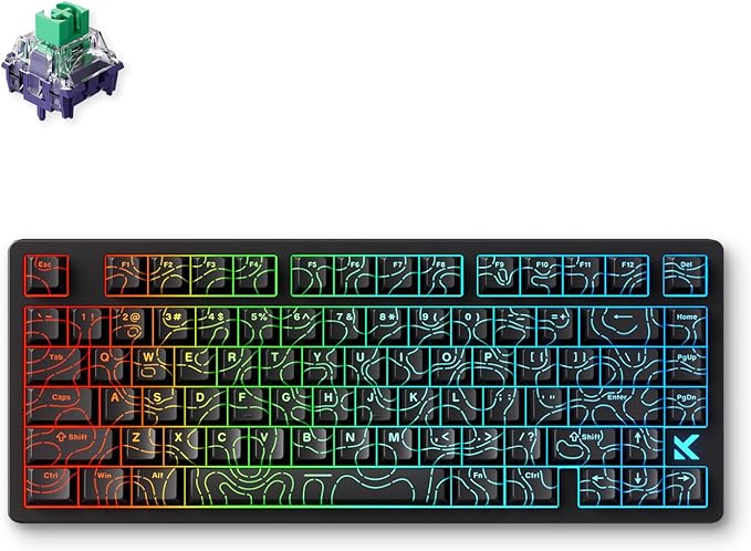 MCHOSE Jet 75 Rapid Trigger Keyboard 75% Percent, Hall Effect Black Topographic Gaming Keyboard, Wired RGB Custom Mechanical Keyboards with Magnetic Switch, PBT Keycaps, Black