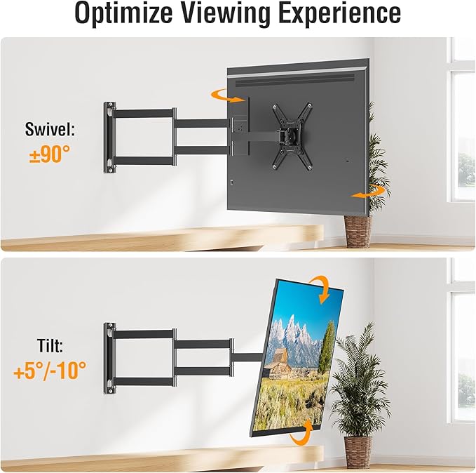 ELIVED Long Arm TV Wall Mount for Most 14-42 Inch tvs & Monitors, 29.5 Inch Long Extension TV Mount Swivel and Tilt, Full Motion Wall Mount Bracket Fit Max VESA 200x200mm, Holds up to 44 lbs.