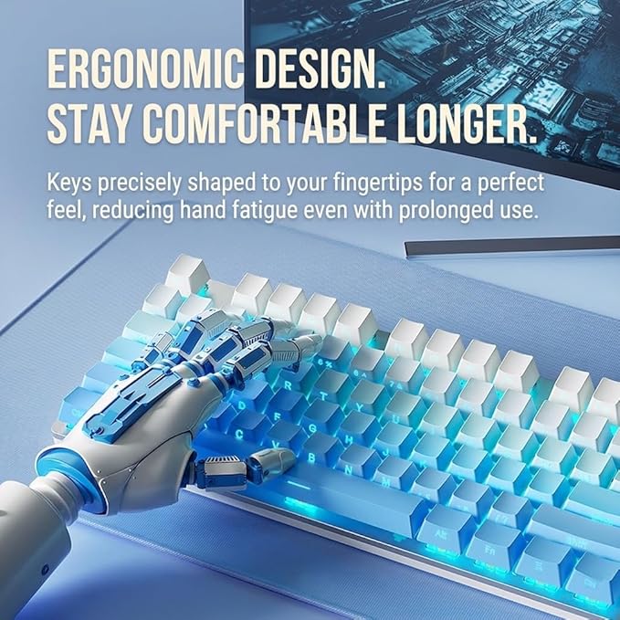HP Wired Mechanical Gaming Keyboard GK400F, 104 Keys Full Size USB Keyboard, Brown Switches, Ice Blue LED Backlit, Anti-Ghosting, Durable Metal Panel, HP Keyboard for PC Gamer