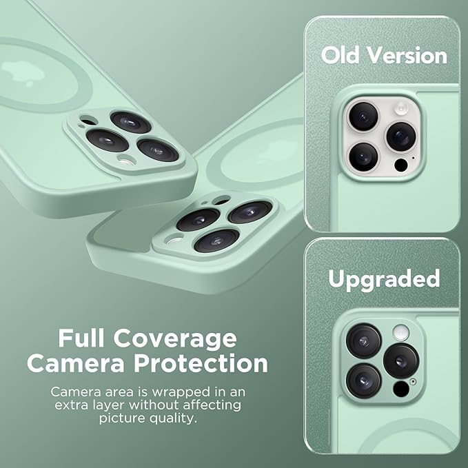 CAPRARO Magnetic Compatible with iPhone 16 Pro Max Case, Upgraded [Full Camera Protection] [Compatible with MagSafe] Protective Translucent Matte Women Phone Case Cover, Mint Green