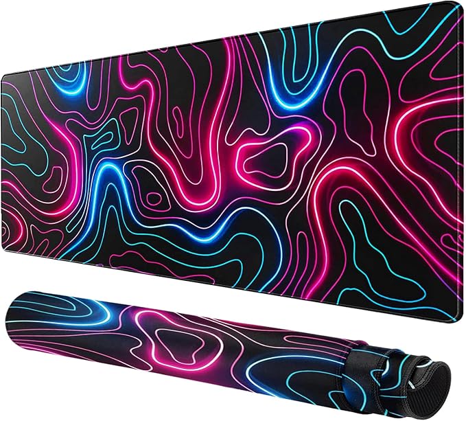 Rcege Large Mouse Pad for Desk - Gaming Mouse Pad with Stitched Edges, Anti-Slip Base for Keyboard and Mouse(Dazzle Red, 23.6L x 11.8W inches)