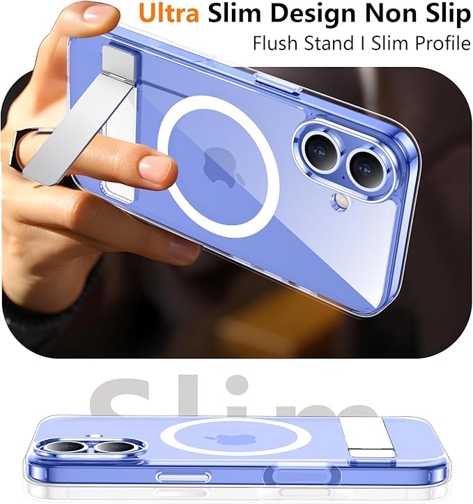 SPIDERCASE for iPhone 16 Case,with [3 Stand Ways] [Compatible with Magsafe] Crystal Clear with Invisible Kicktand Shockproof Slim Phone Case for iPhone 16 6.1'',Clear