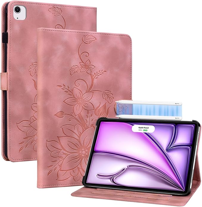 Case for iPad Air 13 Inch M4/M3/M2 (2026/2025/2024), Auto Wake/Sleep Supports Pencil Pro and Pencil(USB-C) Magnetic Multi-Angle Viewing Clasp Cover, Pink