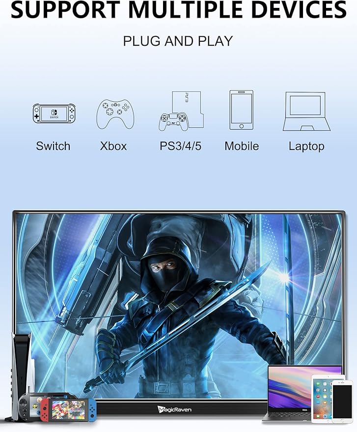 MAGICRAVEN 4K Portable Monitor, 16" 3840x2400 IPS Laptop Screen, 1500:1, 400 Nits Screen USB C HDMI Computer Gaming Display with Speakers & Smart Cover, Travel Monitor for PC Phone PS5/4 Xbox Switch