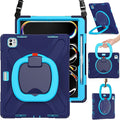 BRAECN Case for iPad Pro 13 Inch (M4/M5) 2024/2025, Protective Rugged Silicone Cover with 360° Rotating Kickstand, Ultra Stable Stand, Pencil Holder, Handle Grip, Adjustable Shoulder Strap, Navy Blue