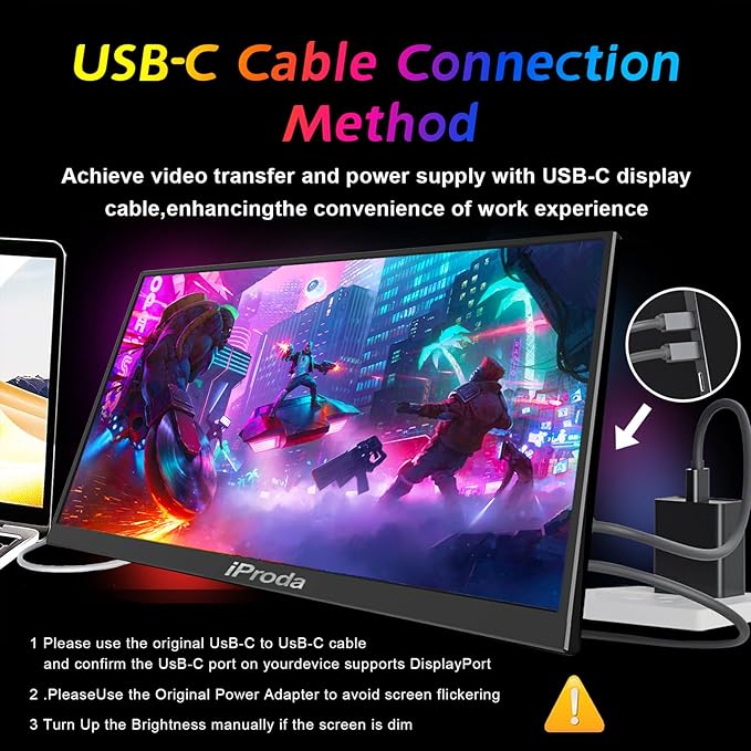 18.5" Portable Monitor 120Hz FHD 1080P, USB-C HDMI Laptop Screen Extender, Second Display for Laptop/PC/Mac/PS5/PS4/Switch, Travel Monitor with Protective Sleeve, VESA Mountable
