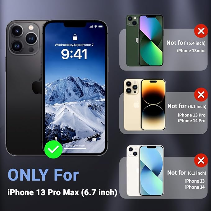 Magnetic for iPhone 13 Pro Max Case,[Screen Protector] [Compatible with MagSafe][Military Grade Drop Protection][Heavy Duty Protection][Shockproof] 2-Layer Durable Bumper Phone Case 6.7"-Black