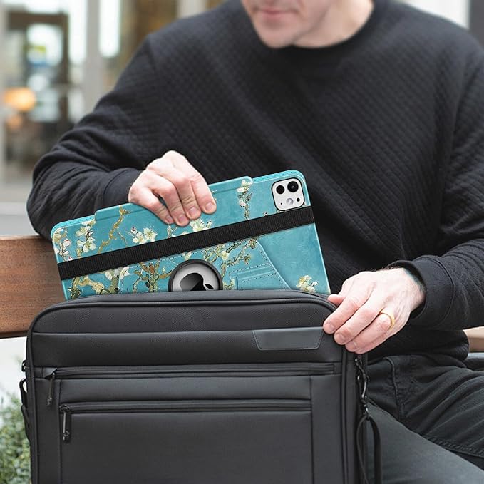 Fintie Rotating Case for iPad Pro 13-inch (M5) 2025 / (M4) 2024 with Pencil Holder - 360 Degree Swiveling Protective Stand Cover with Auto Wake/Sleep, Blossom