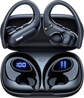 GNMN Active Noise Cancelling Bluetooth Headphones Wireless Earbuds 90 Hrs Playtime Ear Buds with Hi-Res Stereo Deep Bass Power Display Earphones with Earhooks Waterproof Transparency Headset