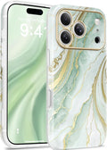 GVIEWIN for iPhone 17 Pro Case Compatible with MagSafe, [Full Camera Protection][Military-Grade Protection] Shockproof Protective Slim Magnetic Marble Phone Case for 17 Pro 6.3", Emerald/Green