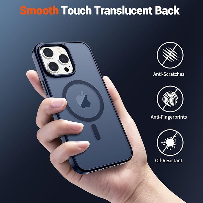 SUPFINE Magnetic for iPhone 12 Pro Max Case (Compatible with MagSafe) (Military Grade Drop Protection) Translucent Matte Shockproof Phone Cover,Dark Blue