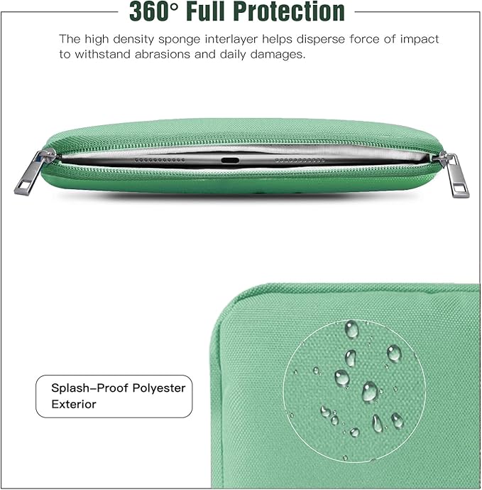 TiMOVO 9-11" Tablet Sleeve Bag for iPad 11-inch A16 2025, iPad 10.9"/10.2"| Air 11 Inch/5th/4th Gen. 10.9", Galaxy Tab A9+/A11Plus 11", Protective Bag Fit Smart Keyboard, Bodhi Green