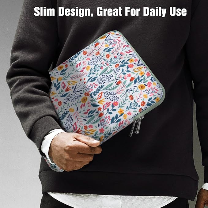 TiMOVO 9-11" Tablet Sleeve Bag for iPad 11-inch A16 2025, iPad 10.9"/10.2"| Air 11 Inch/5th/4th Gen. 10.9", Galaxy Tab A9+/A11Plus 11", Protective Bag Fit Smart Keyboard, Flowers