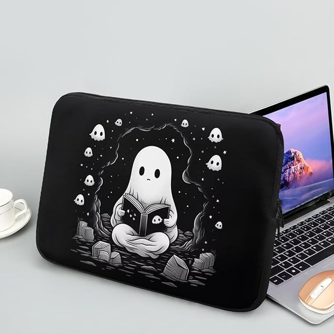 Cute Ghost Laptop Sleeve Case for Women Men 10 inch Laptop Protector with Multiple Uses Portable Computer Sleeve Kawaii Tablet Bag Laptop Carrying Case Gifts for Girls