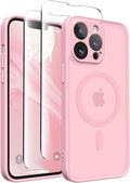 CAPRARO Magnetic for iPhone 13 Pro Case, [Compatible with MagSafe] [Full Camera Protection] Shockproof Protective Slim Translucent Matte Phone Case for iPhone 13 Pro 6.1'', Peach Pink