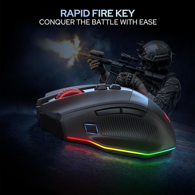 Redragon M923 Wired RGB Gaming Mouse, Optical Ergonomic Mouse with Max 24,000DPI, High Precision Sensor SG8960, 8 Macro Buttons, Software Supported
