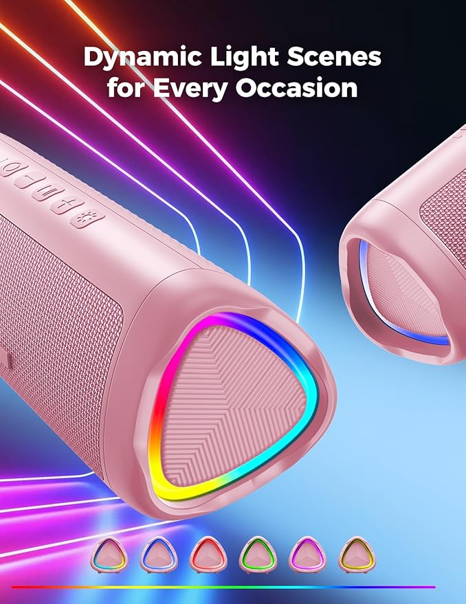 BolaButty Bluetooth Speaker Portable Wireless, IPX5 Waterproof, Up to 20H Playtime, TWS Pairing, BT5.3, for Home/Party/Outdoor/Camping/Beach Essentials, Birthday Gift (Pink)