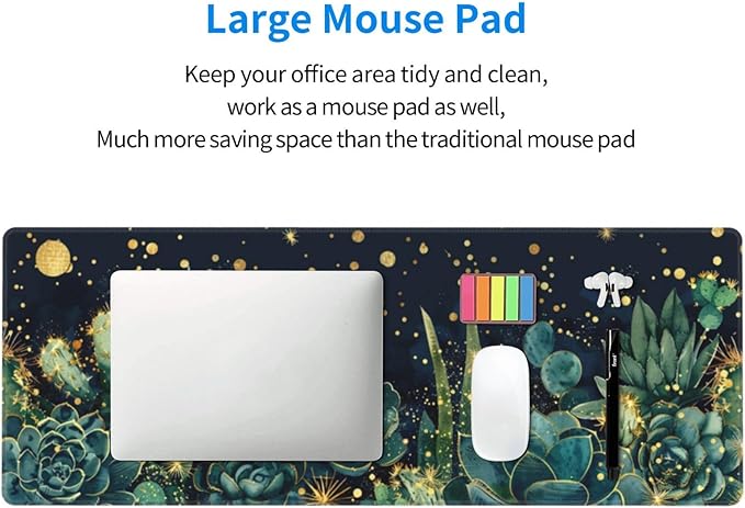 Mouse Pad Gaming - Large Mouse Pad for Desk with Waterproof Surface & Durable Design Desk Mat for Desktop & Office Accessories (Stellar Succulents)