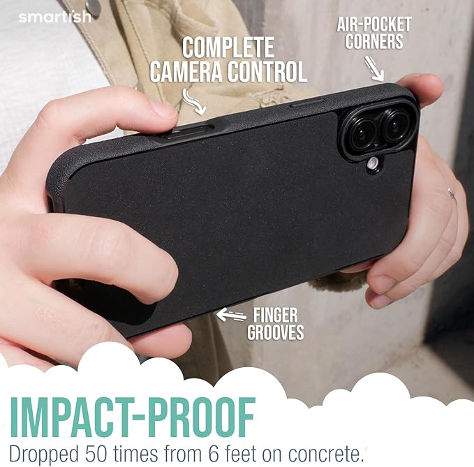 Smartish® iPhone 16 Plus Magnetic Case - Gripmunk Compatible with MagSafe [Lightweight + Protective] Slim & Thin Grip Cover with Microfiber Lining for Apple iPhone 16 Plus - Custom Prints