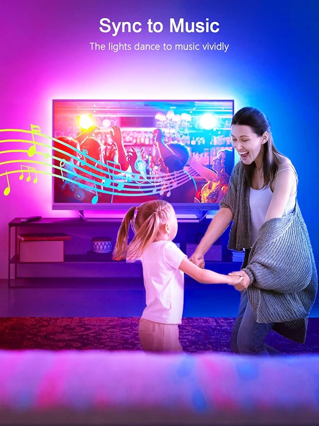 KANTUTOE TV LED Backlight, 23ft LED Lights for 70-100 Inch TVs, RGB TV Backlight Behind with Remote, Music Sync Bluetooth APP Control Strip Lights USB Powered for Bedroom, Gaming Room, Home Décor
