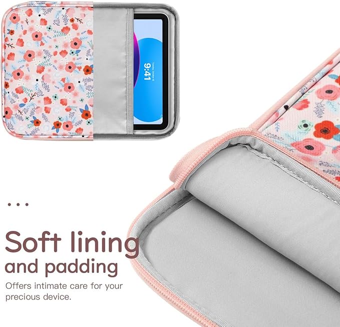Dadanism 9-11" Tablet Sleeve Bag Carrying Case for iPad (A16) 11th Gen 11", iPad 10th Gen 10.9" Air 5/4, iPad Air M4/Pro 11", iPad 9/8/7th, Galaxy Tab A11+ Plus 11", Remarkable 2 10.3", Spring Pink