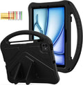 Kids Case for iPad Pro 11-inch (M5) 2025/(M4) 2024, Air 11" 2026 M4/M3/M2 Case with Pencil Holder, Techcircle Lightweight Shockproof EVA Foam Handle Stand Anti-Slip Grip Rugged Cover, Black