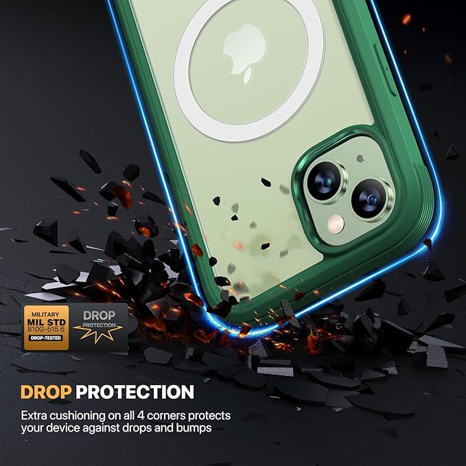 Diaclara Designed for iPhone 15 Plus Case 6.7'', [Compatible with MagSafe] Full Body Rugged Magnetic Case w/Built-in Screen Protector+Glass Camera Lens Protector,Mint Green