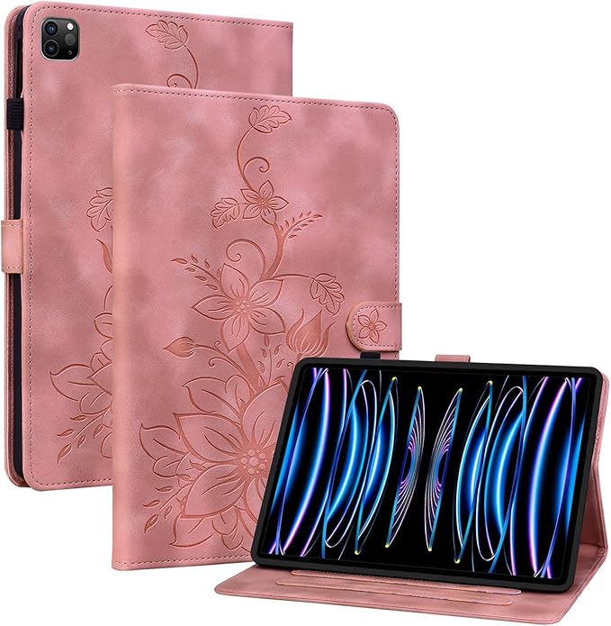 Case for iPad Pro 12.9 inch 6th/5th/4th/3rd Generation 2022/2021/2020/2018, Auto Wake/Sleep Supports Pencil Pro and Pencil(USB-C) Magnetic Clasp Stand, Pink