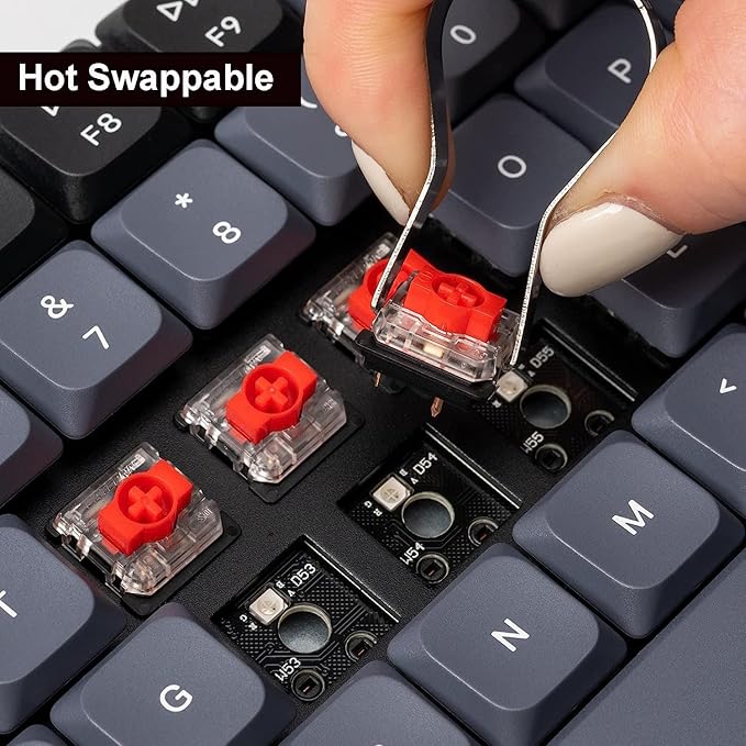 Keychron K5 Pro QMK/VIA Custom Wireless Mechanical Keyboard, Hot-Swappable Full Size Layout 108 Keys Programmable, Ultra-Slim RGB Low Profile Red Switch, Bluetooth/USB-C for Mac Windows Linux