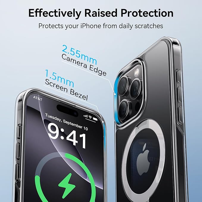 CASEKOO Ultra Magnetic Stand for iPhone 16 Pro Case Clear [Compatible with MagSafe] [16FT Military-Grade Protection] Transparent Slim Phone Ring 16 Pro Phone Cover 6.3 inch, Clear