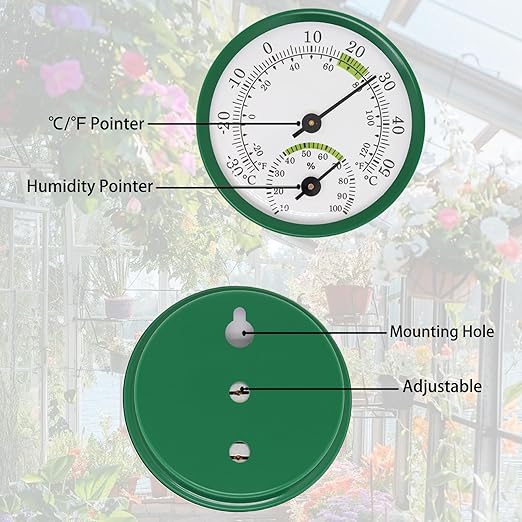 Mini Indoor Thermometer Hygrometer, 2 in 1 Temperature Humidity Monitor Gauge No Battery Required Mini Wall Hanging Thin Temperature Humidity Meter for Home, Room