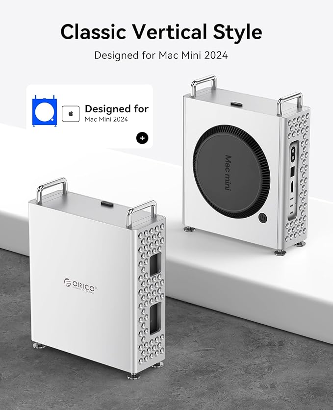ORICO MiniPro Aluminum Stand for Mac mini M4/M4 Pro, Vertical Mount Holder Case, Durable Mini PC Accessories for Mac mini M4 (MS10)