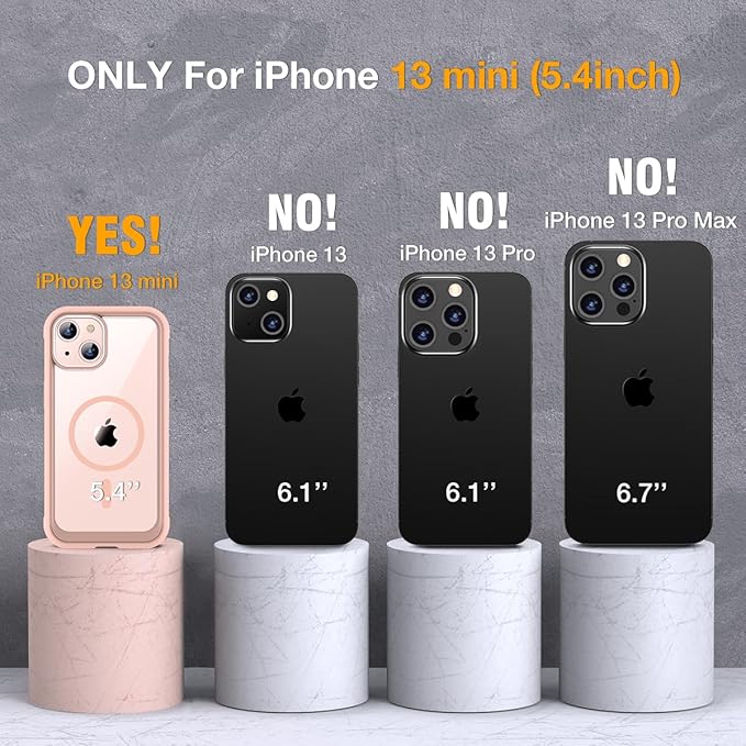 Miracase for iPhone 13 mini Case 5.4",Full-Body Protection,Clear Bumper Case with Built-in 9H Tempered Glass Screen Protector,Military-Grade Drop Protection Outdoor Phone Case for iPhone 13 mini,Pink