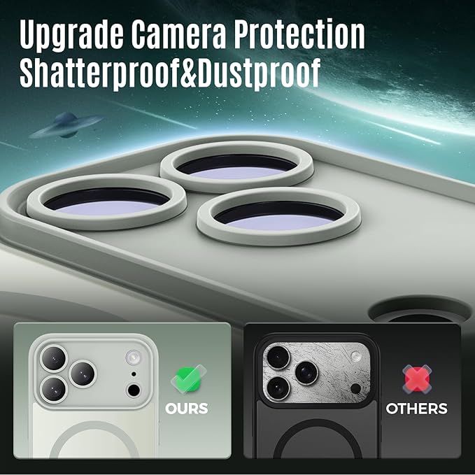 Symcele Designed for iPhone 17 Pro Case, Compatible with MagSafe, [Camera Protection] [15FT Military Drop Protection] Shockproof Translucent Matte Anti-Slip Phone Case, 6.3", Calke Green