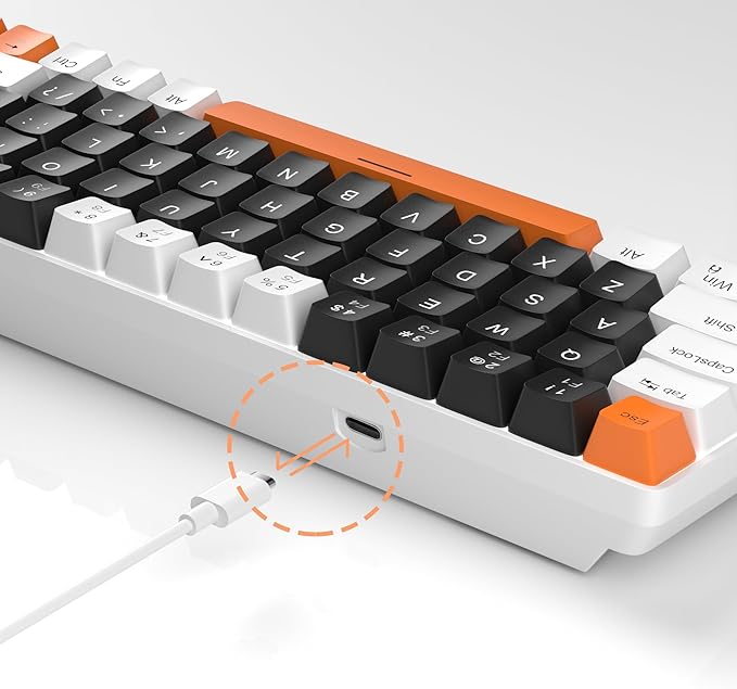 MageGee Portable 60% Mechanical Gaming Keyboard, MK-Box LED Backlit Compact 68 Keys Mini Wired Office Keyboard with Blue Switch for Windows Laptop PC Mac - Black/White