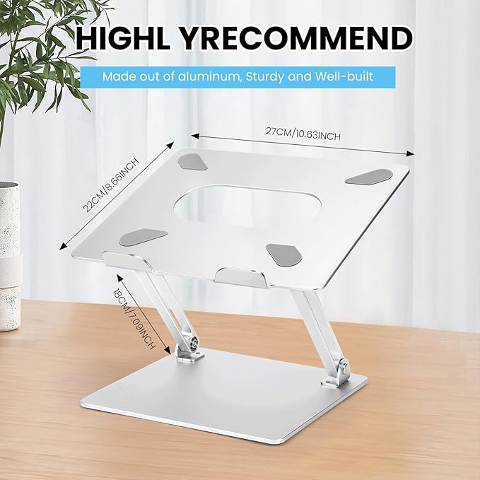 Laptop Stand for Desk, Ergonomic Aluminum Laptop Stand Adjustable Height, Foldable Laptop Riser for 10-17 Inchs Laptop(Gray)