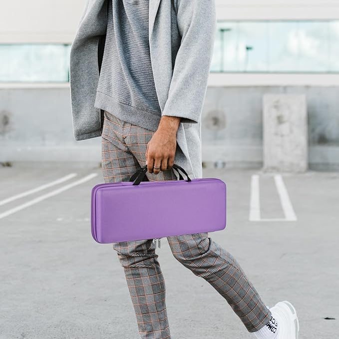 GEEKRIA Keyboard and Mouse Combo Case, Hard Shell Travel Carrying Bag for Compact 84 Key Low Profile Gaming Keyboard, Compatible with Logitech POP Keys, Nuphy Air75, LOFREE Flow84 (Purple)