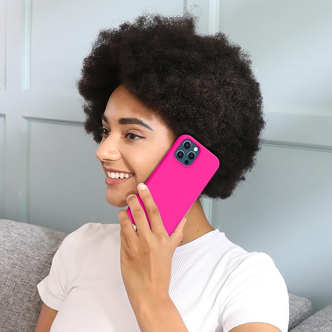 Miracase Compatible with iPhone 12 Pro Max Case, [Soft Anti-Scratch Microfiber Lining], Liquid Silicone Case Gel Rubber Shockproof Drop Protection Phone Case for 12 Pro Max, Hot Pink